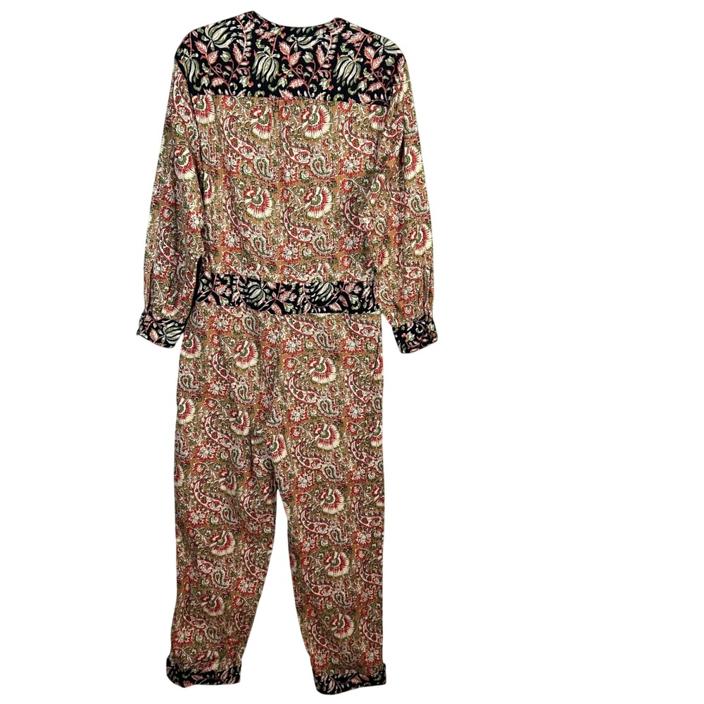 Zara Jumpsuit Medium Kantha India Cottage Floral Block Print Blogger Fav - Picture 8 of 16